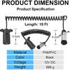 7 Pin To 6 Pin Trailer Adapter, RV 7 To 6 Trailer Wire Kit, 7-Wire To 6-Wire Coiled Cable with Female Receptor Trailer Adapter Stretches To 8-10 Feet