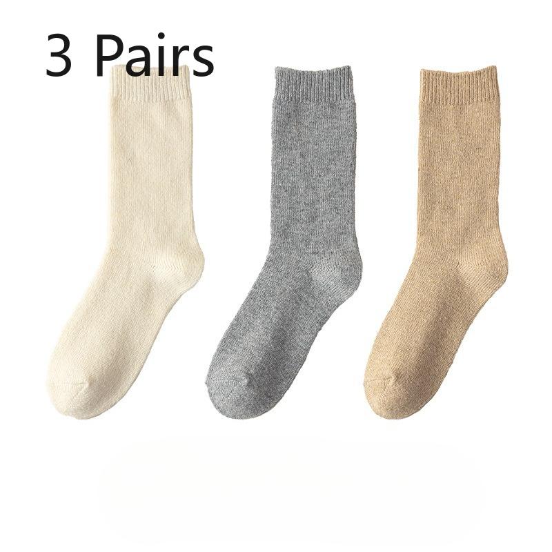 3 Paar Wollsocken für Damen und Herren zum Warmhalten im Herbst und Winter. Herren-Kniestrumpf mit Fleece und verdicktem Kaschmir, lange Socken