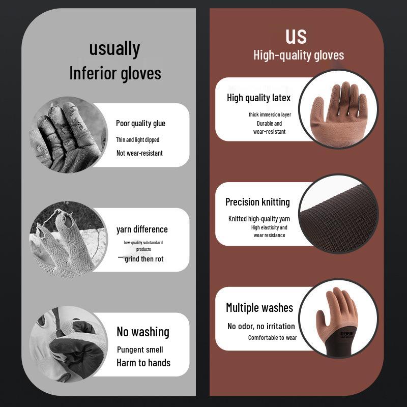 Foam Grip Non-Slip Latex Work Gloves for Men & Women - Breathable, Wear-Resistant Rebar Construction Safety Gloves