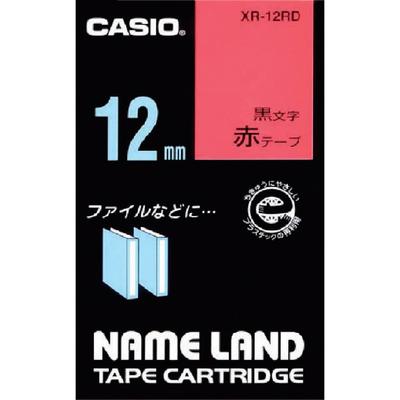 Genuine Label Writer Nameland Tape 12mm Black Letters On Red Background XR-12RD