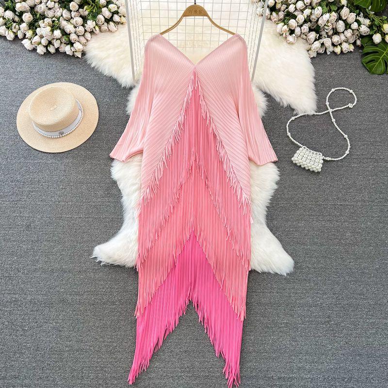 

Sanzhai Платье Социалитка с Драпировкой, Открытой Спиной и Неровным Подолом Pink All yards