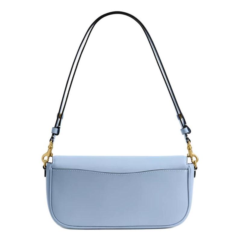 Coach Brook 24 Classic Logo Calfskin Shoulder Bag Medium Women's Blue