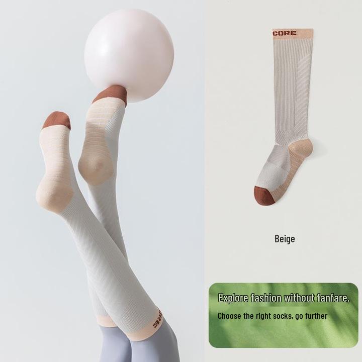 

Women s Breathable Compression Socks for Yoga, Pilates, Running, Cycling, Hiking & Fitness One Size бежевый