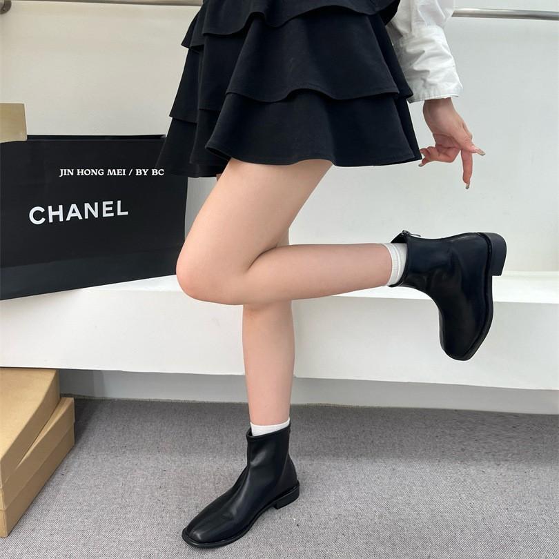 Retro suede thin boots women's 2025 autumn new versatile thick-soled elastic boots new rear zipper thick-soled short boots