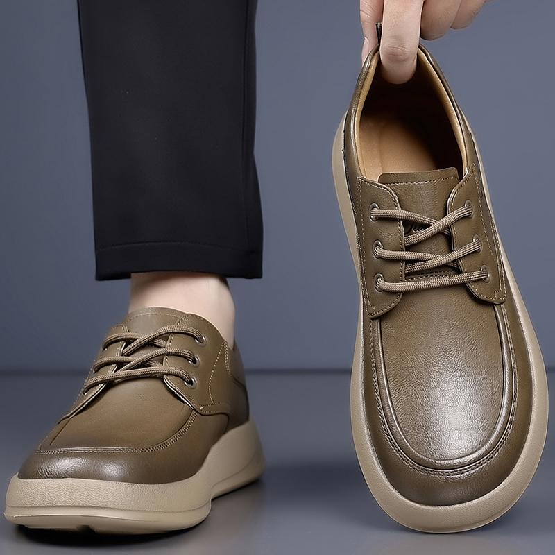 Men's High Quality Casual Leather Shoes with Breathable Lining, Soft Foam Outsole, Non-Slip Comfortable for Outdoor Travel Work