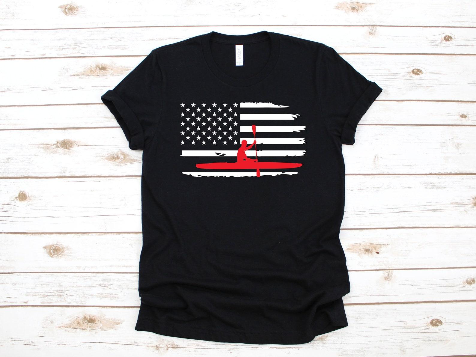 Kayaker American Flag Shirt | Canoe USA Kayaking T-Shirt | Tank Top | T-shirt | T-shirt |T-shirt | Kayaker Apparel Gift 2XL