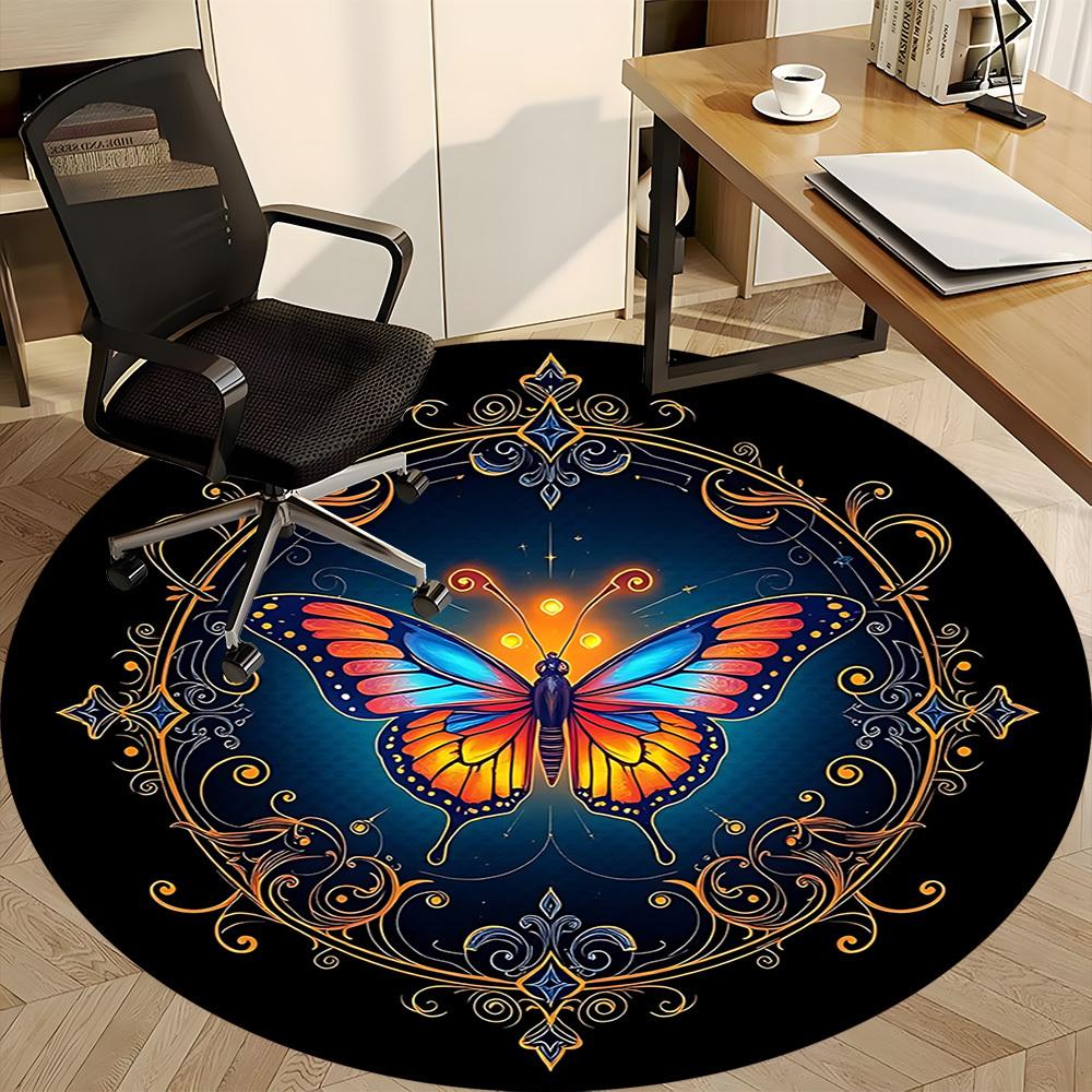 1pc Butterfly Mandala Chair Carpet for Office, Soft Flannel Throw Mat, Perfect for Office,Holiday Party Decoration Choice yy251113137