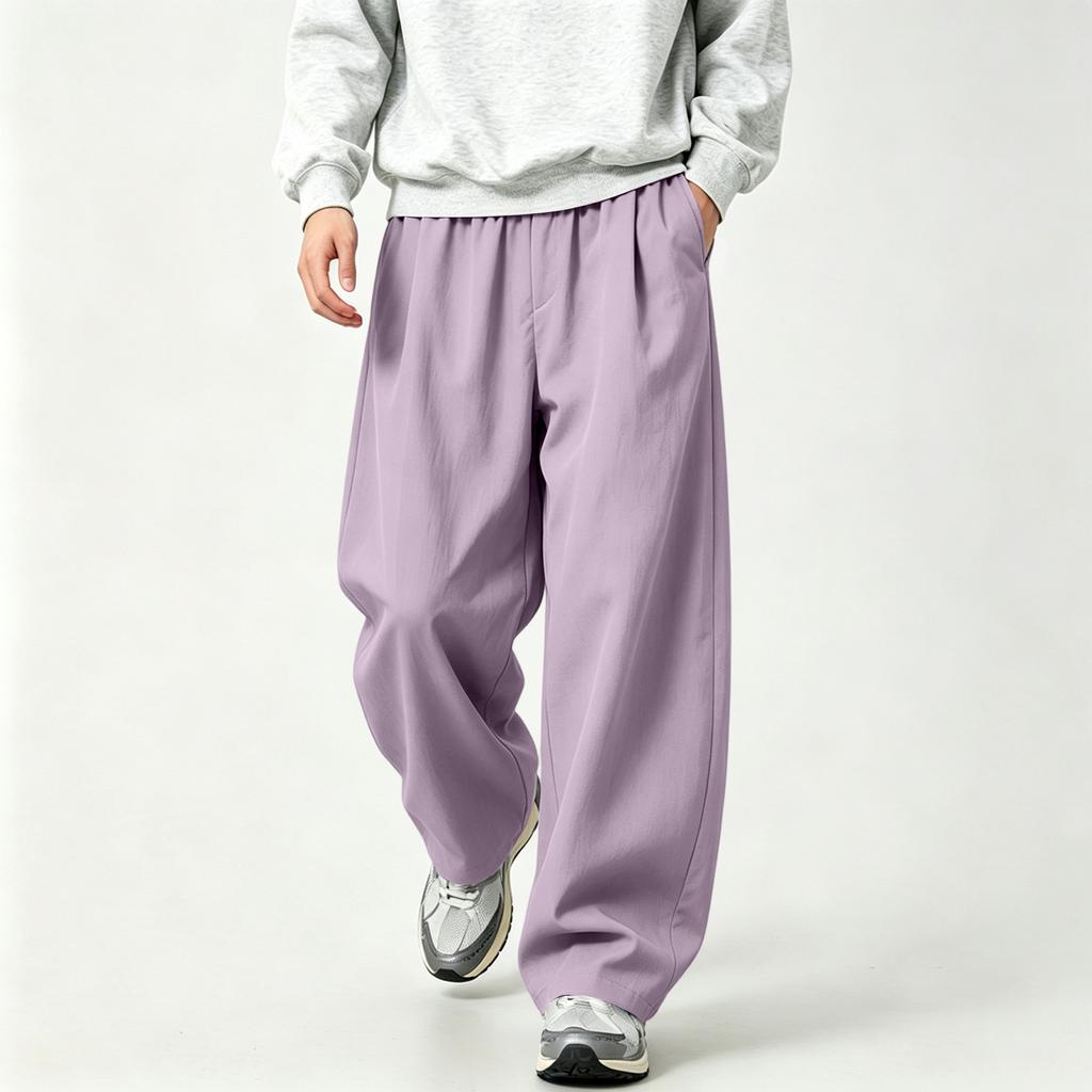Men's Retro Wide Leg Pants with Loose Straight Fit