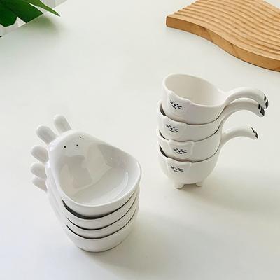 Ceramic Dipping Plate With Handle Sauce Plate Cute Rabbit Cat Seasoning Plate Sushi Dipping Bowl Snack Plate Kitchen Supplies