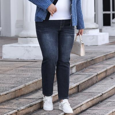 Liela izmēra sieviešu rudens jauni elastīgi jostasvietas Harlan Pants džinsi