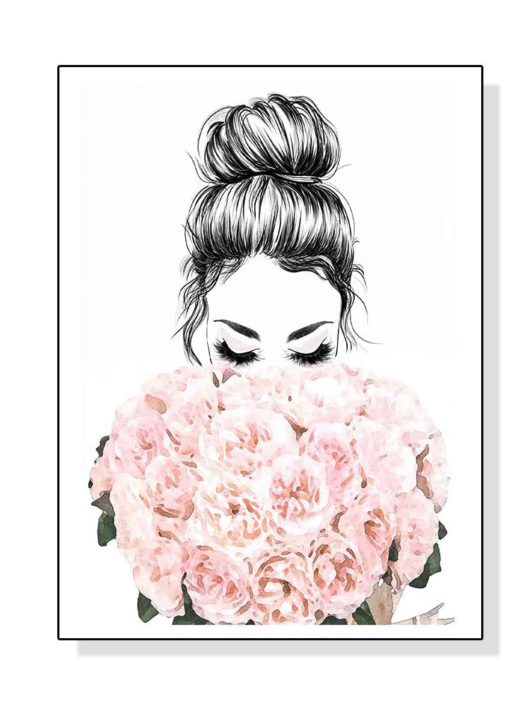 Fashion Girl Canvas Poster Perfume Bottle Print Pictures Flower Wall Art Prints Nordic Wall Posters Girl Bedroom Decoration