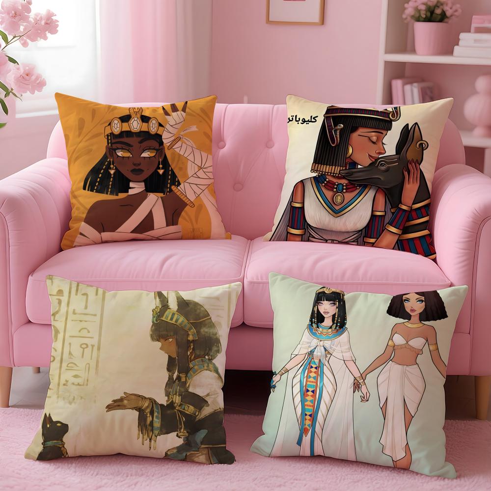 Ancient Egyptian Art Cushion Cover Pillow Case Soft Skin Friendly Fabric Concealed Zipper