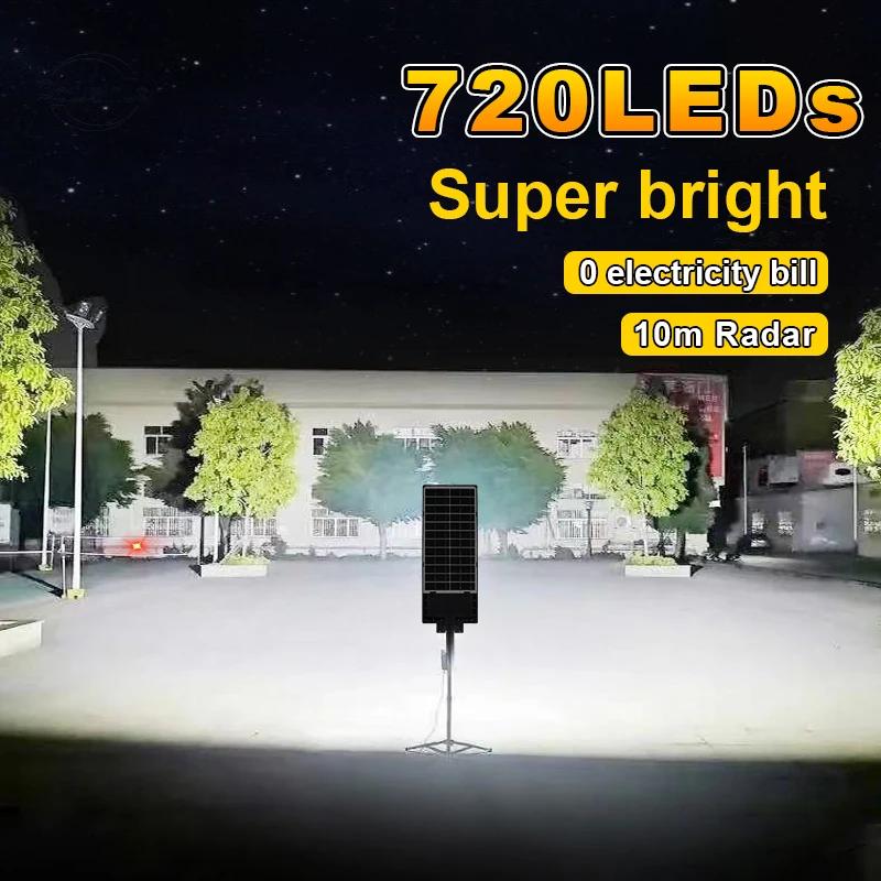 Najmocniejsze Zewnętrzne Lampy Solarnie 3 Tryby Pilot LED Słoneczne Oświetlenie Uliczne 720 LED Wodoodporna Lampa Ogrodowa do Domu i Podwórka