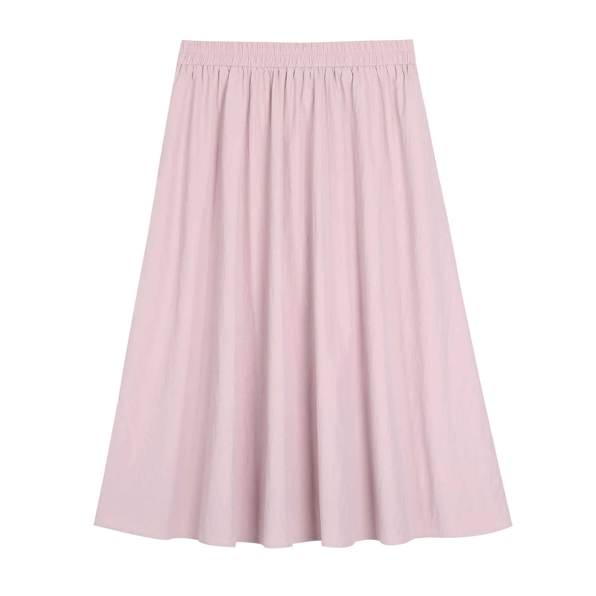 

Элегантная розовая юбка А-силуэта с высокой талией на весну - размер плюс 2XL (140-160 jin)