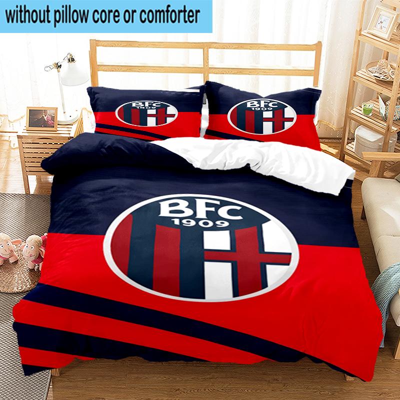 3PCS Football Bologna Bedding Set,Including 1pc Duvet Cover And 2pcs Pillowcases Perfect for Bedroom, Dormitory, Fan Christmas gift