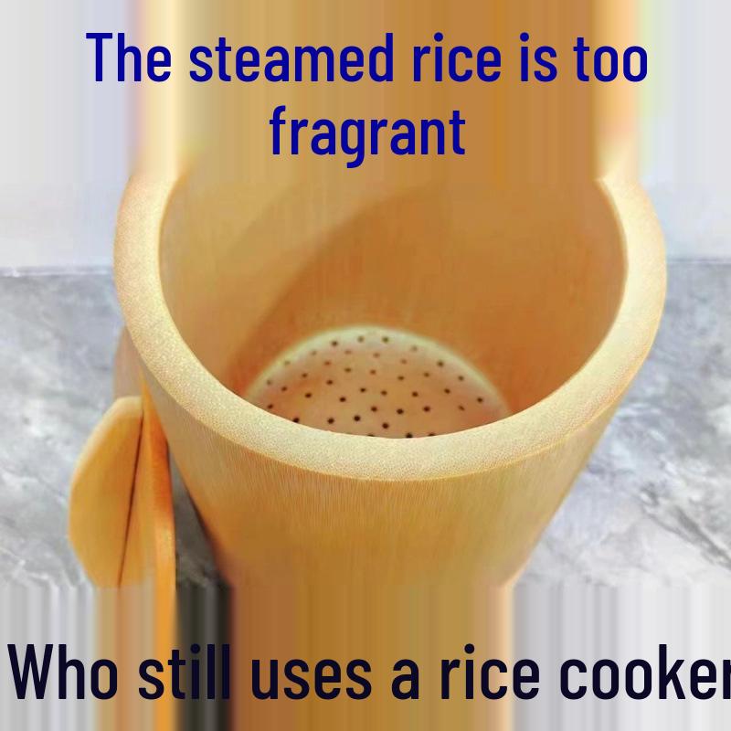 Handmade Natural Bamboo Rice Steamer Bucket with Lid for Traditional Kitchen Use Diameter 12-13CM (1-2 people)