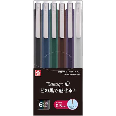 Sakura Craypas Ball Sign iD Single 6-Color Set 0.5mm GBR405-6 Black