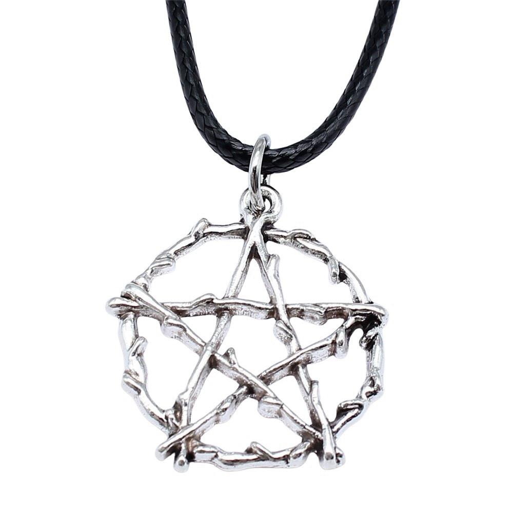Star Pendant Necklace Vintage Minimalist Moon Sun Charms Cosmic Jewelry With 45cm Leather Chain
