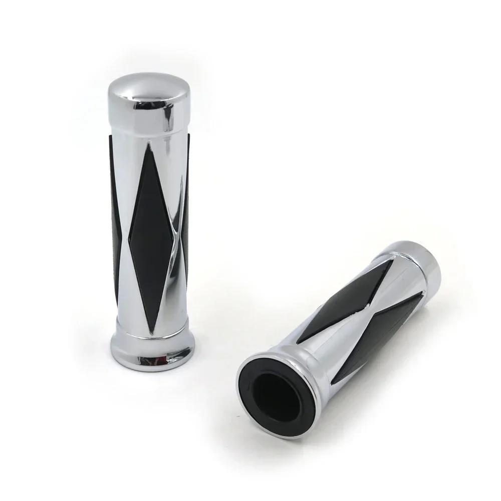 7/8" 22mm Skull Diamond Style Hand Grips for Harley Davidson Motorcycle Parts Chromed