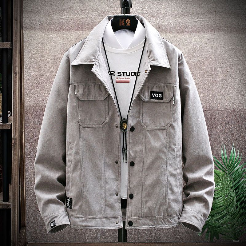 Men's Spring and Autumn New Autumn Korean Style Trendy Retro Workwear Denim Casual Winter Wear Velvet Jacket