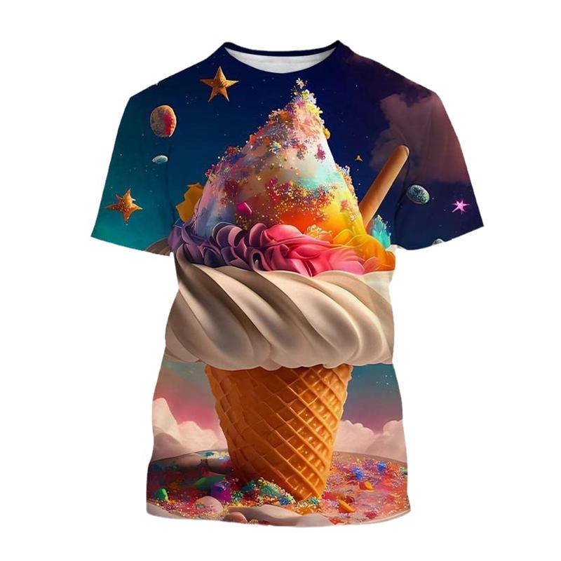 3D Print Ice Cream Mens Funny T Shirt  Women Kids Fashion Ice T-shirt Men's Short Sleeve Tee Tops Casual Harajuku Cheap Stuff