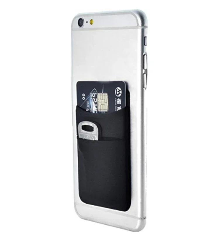 1pcs Thin Women Men Cell Phone ID Credit Card Holder Silicone Case Pouch Back Sticker Slim Wallet Case Card Holder