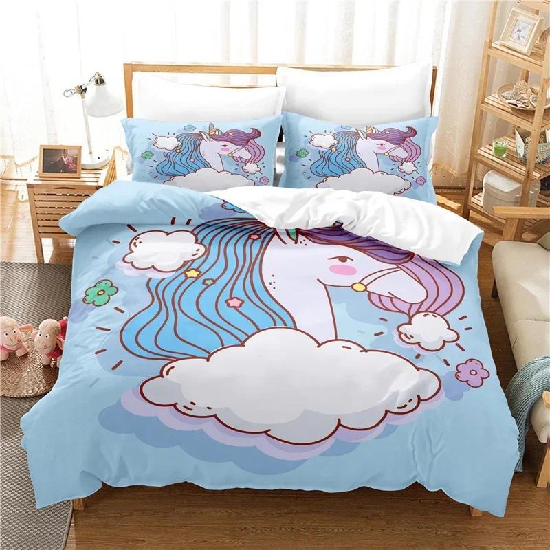 

Bed Linens Lovely Carton Warm Comforter Beding Sets Soft Duvet Cover+pilocases 3D Print Unicorn Beding Set 140x210 Single Double Sized Dimensions 135*200cm Eu-Single