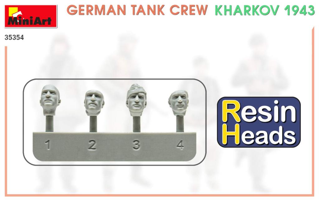 Miniart Scale German Tank Crew Set Kharkov Plastic Model Kit MA35354 1/35 (4 Figures), 1943,