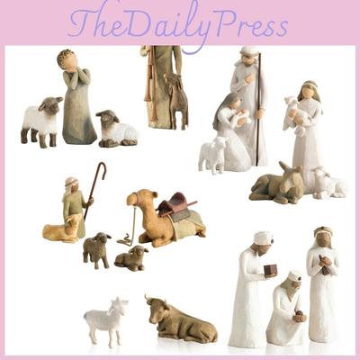 Model Toy Shepherdess Resin Christmas Scene Gift Set Angel Seasonal Giving Gift
