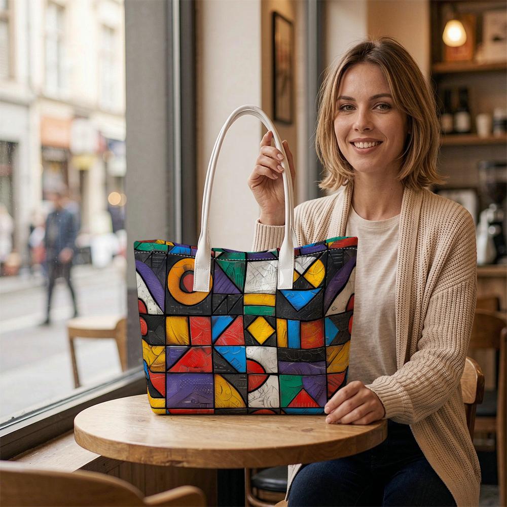Geometric Art Tote Bag Stylish Shoulder Bag for Daily Use