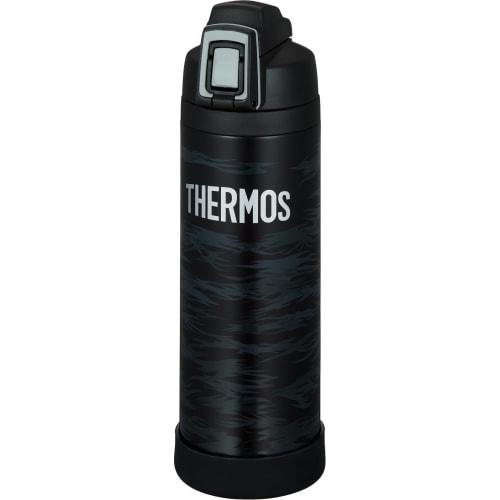 Thermos Water Bottle Vacuum Insulated Sports Bottle with Strap 1L Black Gray Cold Storage Only FJI-1001 BKGY