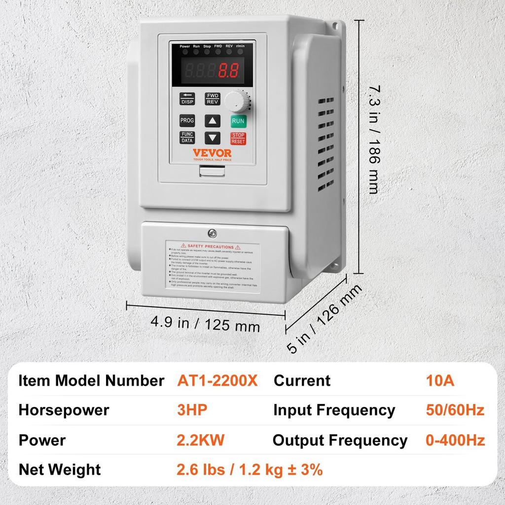 VFD 2,2 kW 10 A 3 PS Frequenzumrichter zur Drehzahlregelung von Drehstrommotoren