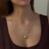 Trendy Lucky Boho Gold Color Shell Imitation Pearl Pendant Necklace For Women Geometric Round Charm Clavicle Chain Jewelry