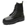 Herbst Winter Leder Herren Stiefel Plattform Mode Socke Stiefeletten Männer High Top Schwarz Casual Outdoor Sport Schuhe Männlich Neu