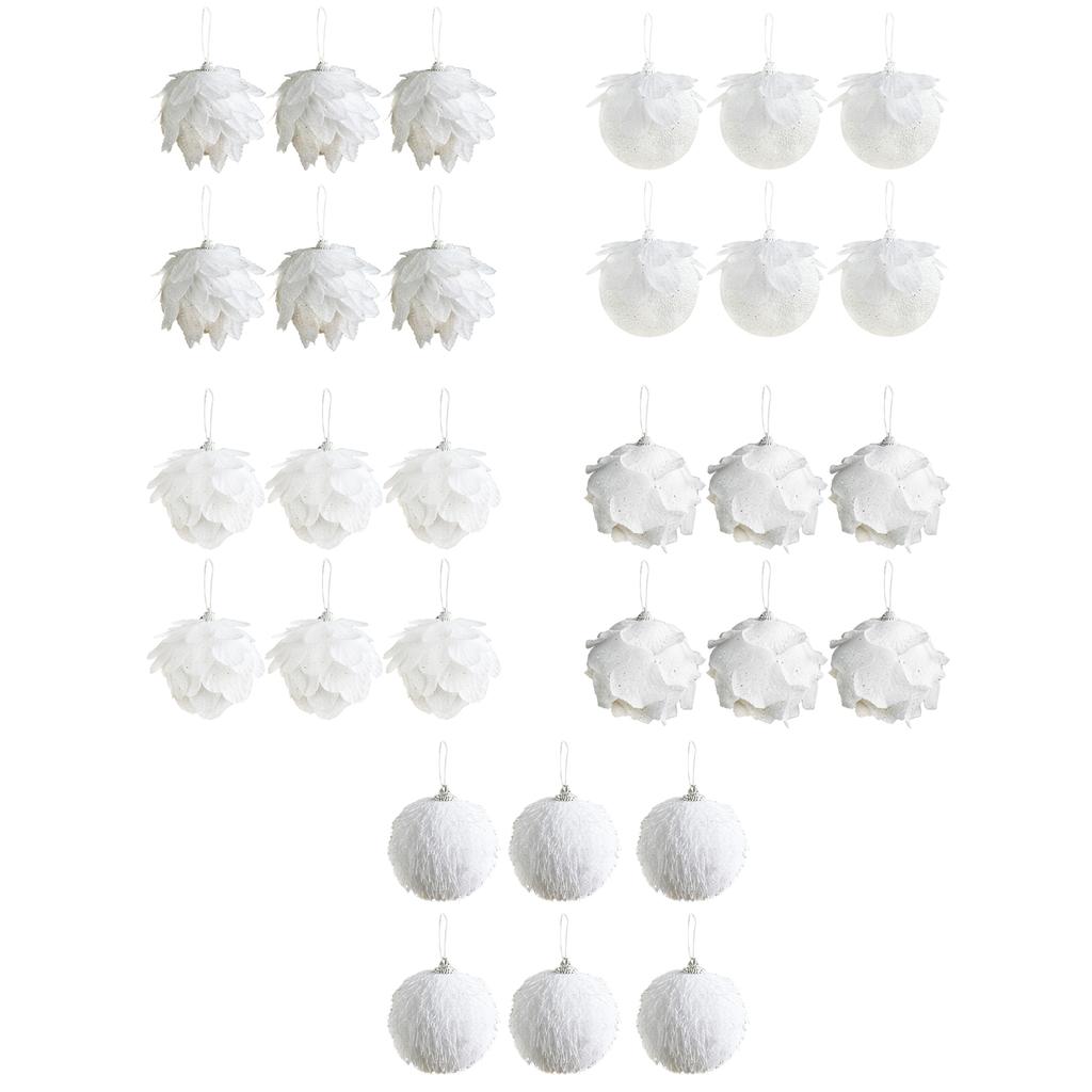 6 Pcs Foam Ball Ornament White Xmas Ball Hanging Decoration for Home Wedding Party 7.2cm