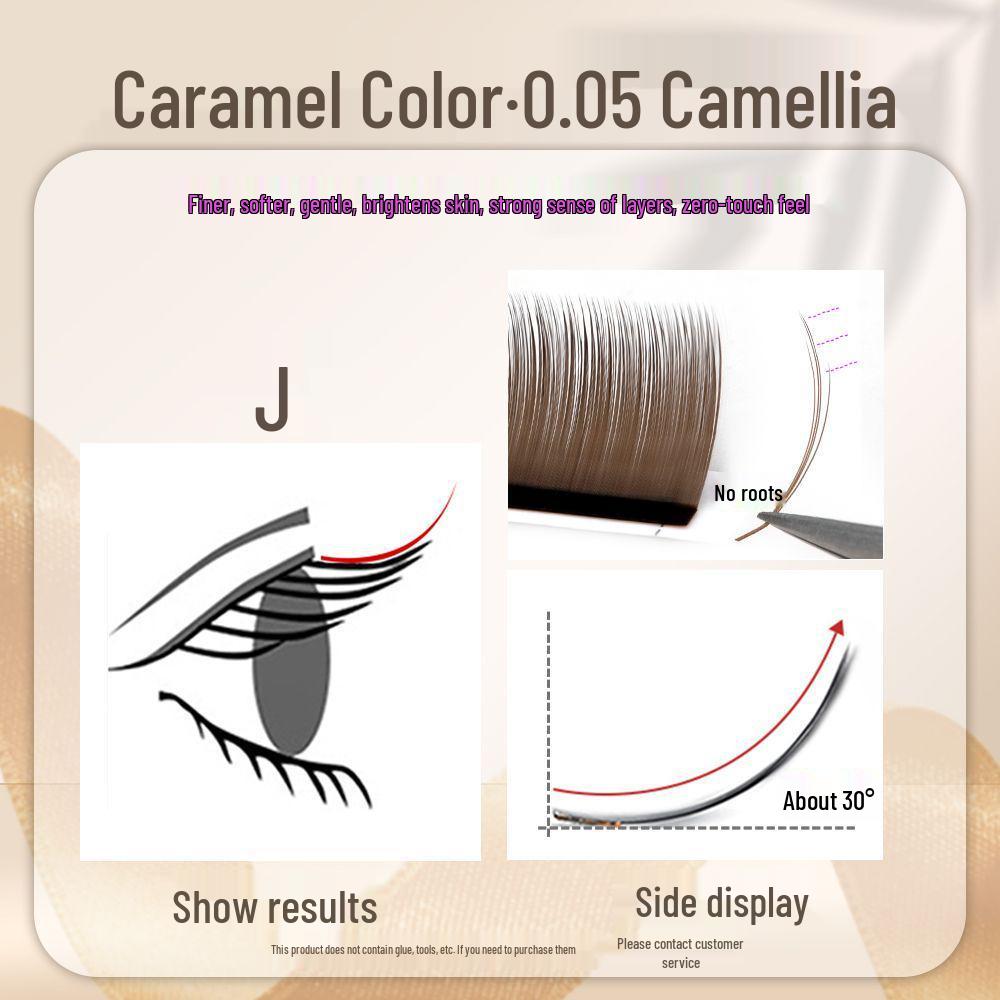 0.05 Caramel Brown Fox-like Eyelash Extensions - Matte, Soft, No-Root Shedding, Chinese-Style, Salon-Quality Camellia Lash