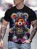 Hip Hop Bear Print Men's Clothing Summer Street Breathable Men's T-Shirt Fashion Graphic Men Short Sleeve Trend O-Neck Men's Top