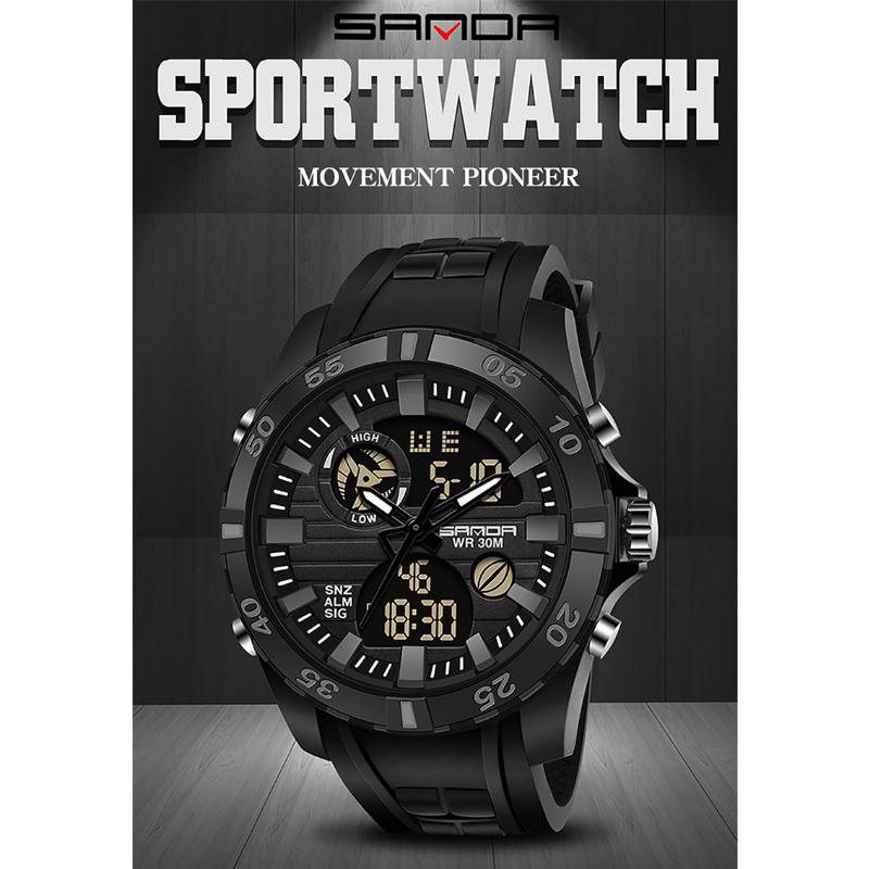 SANDA New Watch Genuine Fashion Sports Multifunctional Electronic Couple Popular Men's Luminous Watch