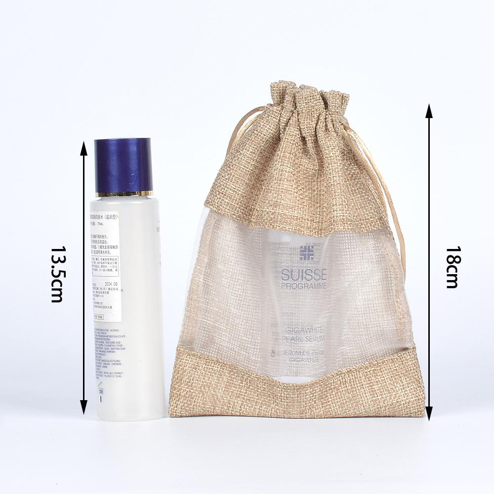 12pcs Single-sided Window Linen Bag Linen Drawstring Bag Cosmetic Jewelry Packaging Bag Lavender Mosquito Repellent Sachet Cloth Bag Drawstring Bag