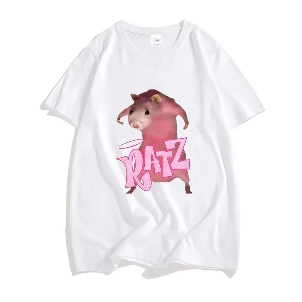 Ratz Pink Mouse Cartoon T-shirt 100% Cotton Casual Short Sleeve Men Tee-shirt Summer Male Round Neck Tshirt Fashion Man Clothing