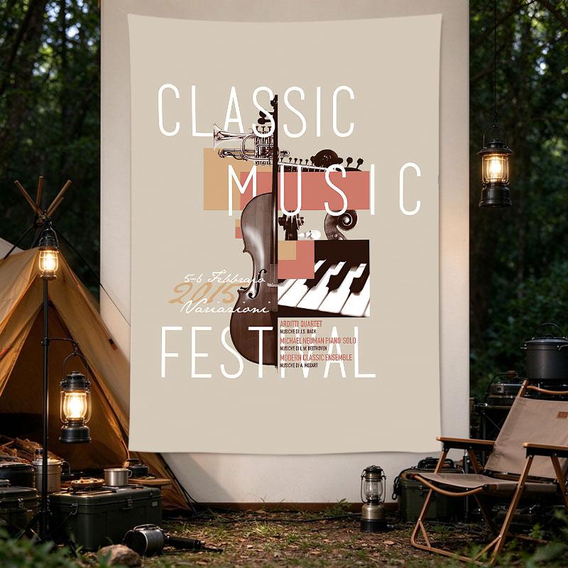 Classic Music Festival Instrument Collage Retro Poster