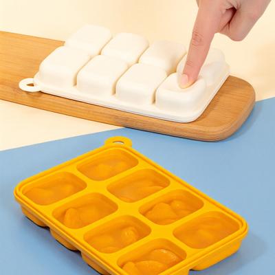 Silicone Ice Cube Tray with Easy Release Summer Lid 8 Cavities Refrigerator Cocktail Whiskey Ice Maker