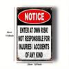Vintage Metal Enter At Your Own Risk Sign 20x30cm Waterproof Garden Home Decor