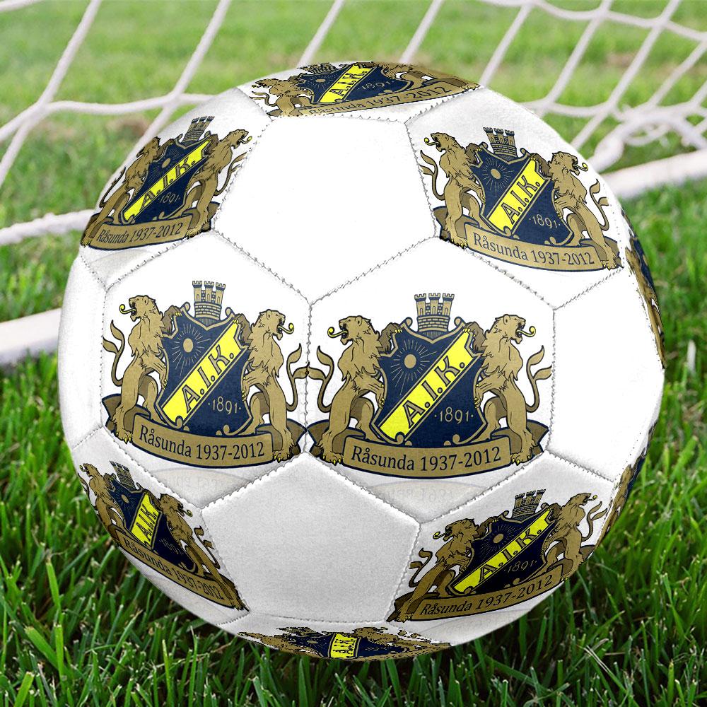 FC AIK Size 5 Soccer Ball, Machine-Stitched PVC, Durable & High Bounce, All Ages Fit, fan merchandise, matches & outdoor use.