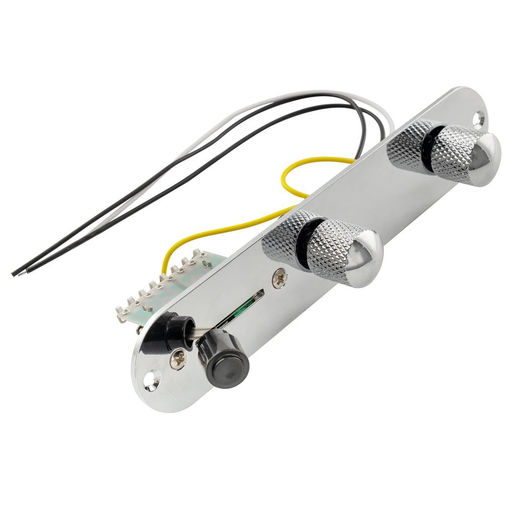 Musiclily Basic 32mm Telecaster Pre-Wired Control Plate with 3-Way Switch for Tele Electric Guitar, Chrome