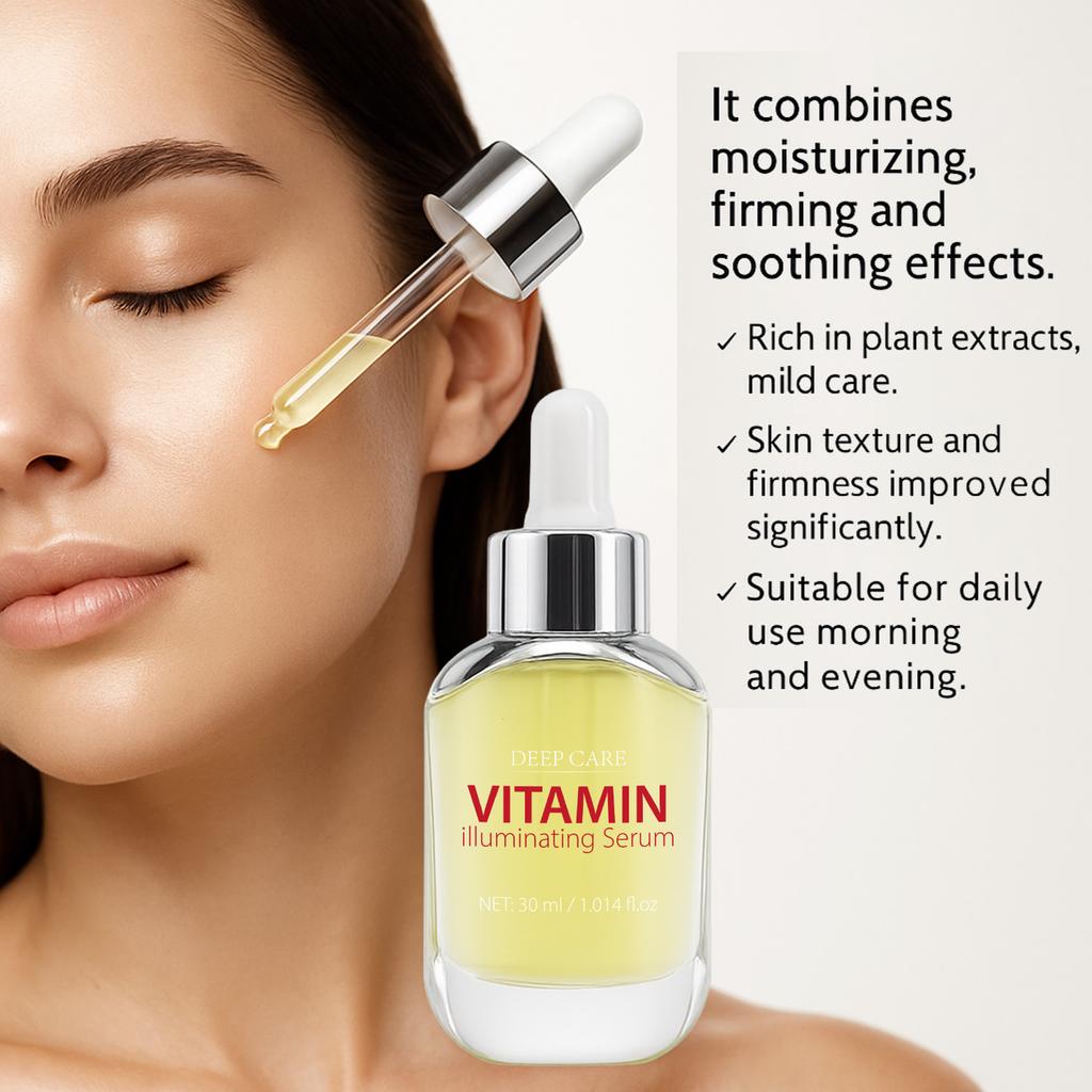 Vitamin C Brightening Face Serum 30ml - Illuminating Serum for Dark Spots, Even Tone, Hydrating Facial Treatment, Neutral Packaging