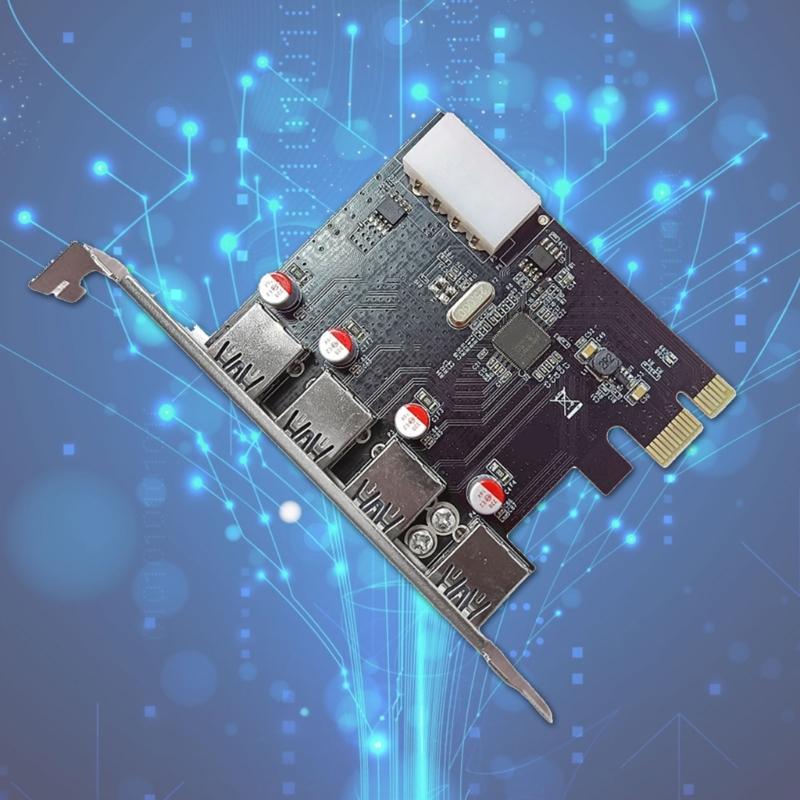 4 Port USB3.0 PCIE Expansion Card PCIE to USB3.0 Board 5Gbps Adapter Controller Replacement for Desktop PC Accessories