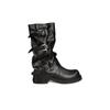 Cowhide~ Height Increased 6cm Belt Buckle Pleated Medium and High Boots Leather Knight Boots Women's Pants Tube Boots
