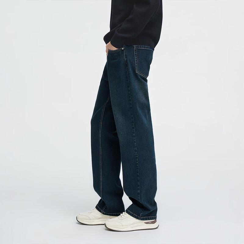 GIOVANNI VALENTINO Men's Autumn/Winter Straight-Leg Casual Brushed Denim Jeans