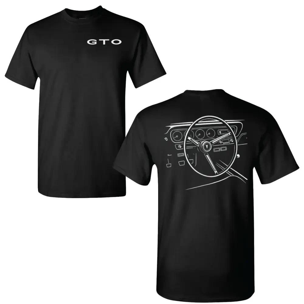 Pontiac GTO Muscle Car T-Shirt – Classic Dashboard & Steering Wheel Outline Grap XS